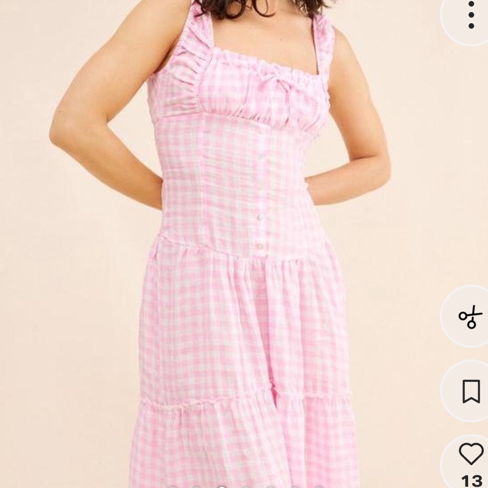 Frankie's Bikinis Pink Gingham Maxi Dress - Picture 2 of 9